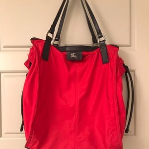Red and Black Burberry Purse/Tote Bag